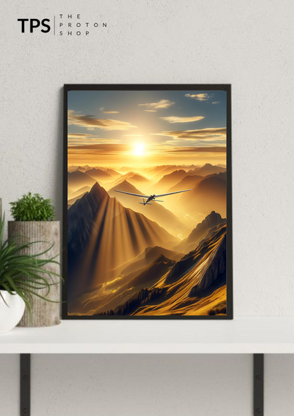 Glider above a Mountain Poster